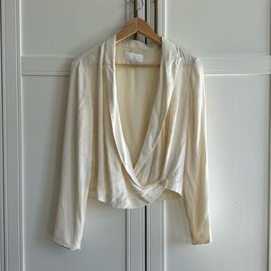 Anthropologie cream blouse; double linen size 4